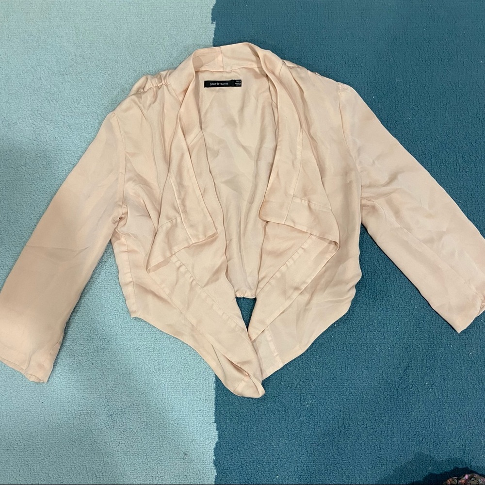 Peach Silky Cropped Blazer